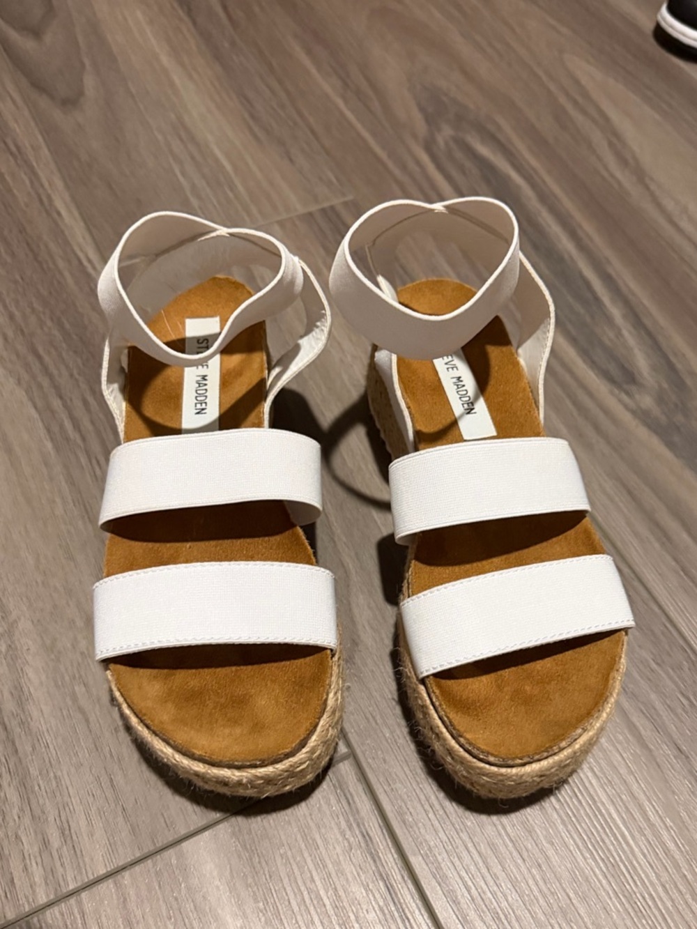 Steve Madden White Platform Espadrille Sandals with Triple Straps